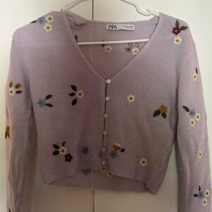 long sleeve cropped button top